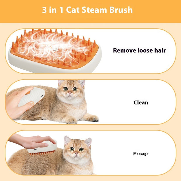 USB Rechargeable Pets Steam Brush & Spray Massage Comb - Pet Grooming Tool for Cats and Dogs