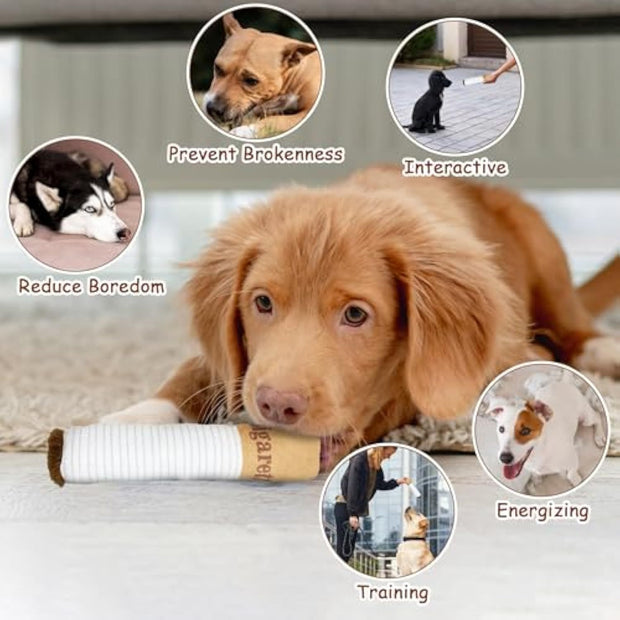 Funny Cigarette-Shape Interactive Squeaky Dog Toy – Plush Teething, Bite, and Kick Toy for Puppies, Small Dogs, Cats, and Pets – Perfect Gift for Pet Lovers