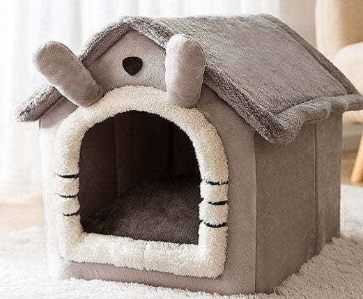 Foldable Winter Dog House & Cat Bed - Warm, Removable Enclosed Kennel for Pets