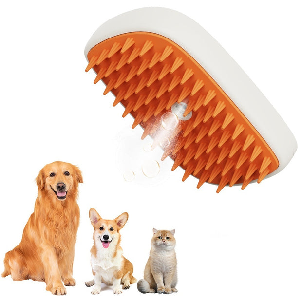 USB Rechargeable Pets Steam Brush & Spray Massage Comb - Pet Grooming Tool for Cats and Dogs