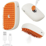 USB Rechargeable Pets Steam Brush & Spray Massage Comb - Pet Grooming Tool for Cats and Dogs