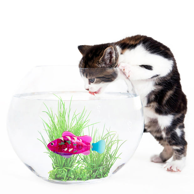 Pet Electronic Fish Toys With Grass & LED Light