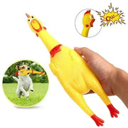 New Pet Dog Squeaky Toy – Durable Yellow Rubber Screaming Chicken Chew Toy for Dogs – Fun and Interactive Squeeze Toy