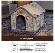 Foldable Winter Dog House & Cat Bed - Warm, Removable Enclosed Kennel for Pets