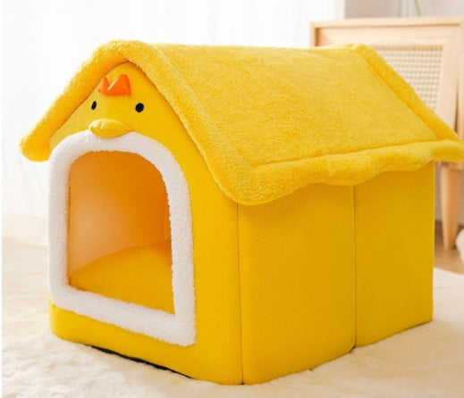 Foldable Winter Dog House & Cat Bed - Warm, Removable Enclosed Kennel for Pets