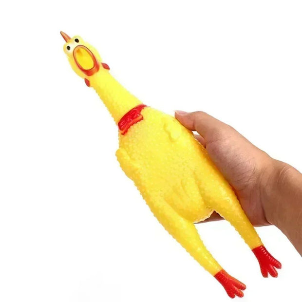 New Pet Dog Squeaky Toy – Durable Yellow Rubber Screaming Chicken Chew Toy for Dogs – Fun and Interactive Squeeze Toy