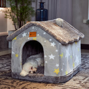 Foldable Winter Dog House & Cat Bed - Warm, Removable Enclosed Kennel for Pets