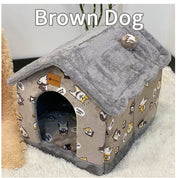 Foldable Winter Dog House & Cat Bed - Warm, Removable Enclosed Kennel for Pets