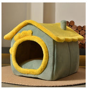 Foldable Winter Dog House & Cat Bed - Warm, Removable Enclosed Kennel for Pets